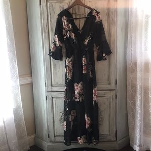 Black and Pink Floral Bailey Blue Dress